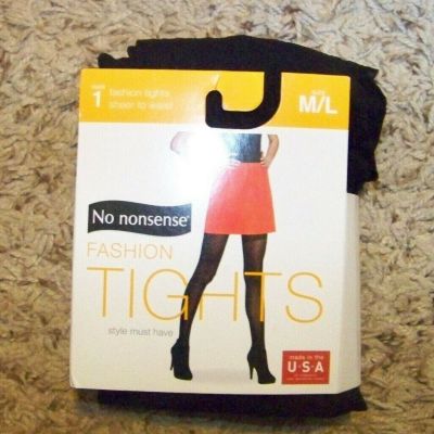 New Womens No Nonsense Fashion Black Tights Size M/L 5'2